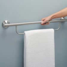 24" x 1" Dia. Grab Bar with Attached Towel Bar Brushed Nickel